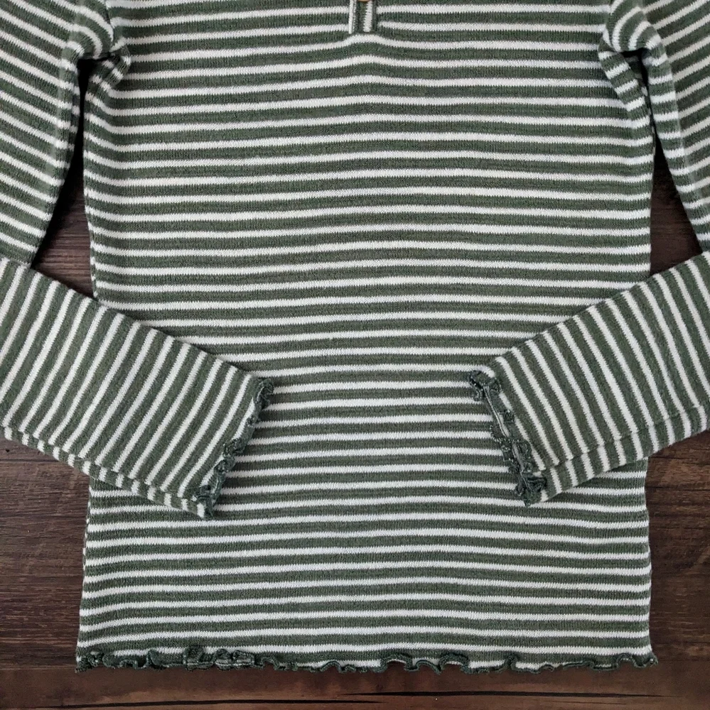 Old Navy Green Ruffle Henley Shirt